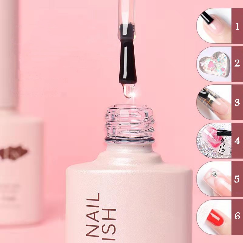 UV Gel Nail Polish Manufacturer - New Arrival 6-in-1 Base Top Coat with Rhinestone Blooming