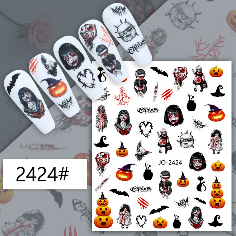Halloween Nail Stickers Supplier - 5D 12 Style Designer 3D Luxury Decals Wholesale
