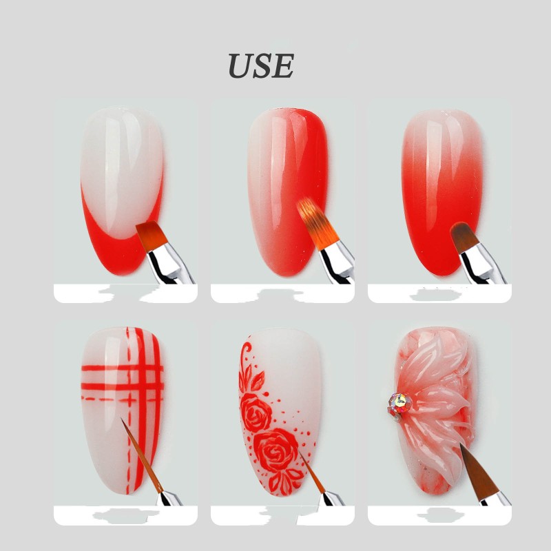Nail Liner Brush Supplier - New Arrival Custom Logo Nylon UV Gel Painting Auto Color Brush