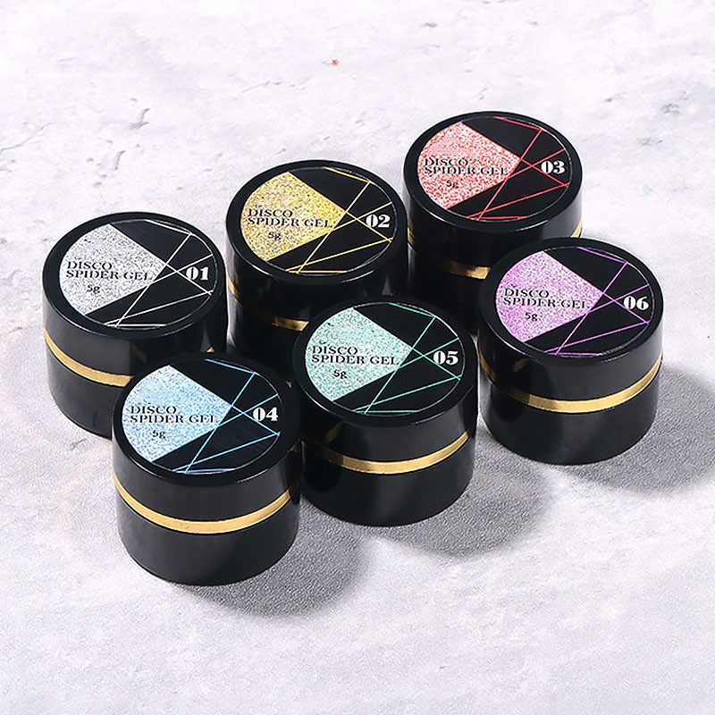 Glitter Gel Liner Manufacturer - Private Label Reflective Flash Disco Spider UV Gel 6 Color