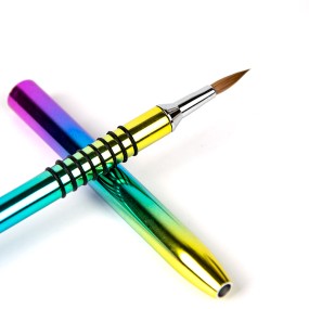 Nail Art Brush Factory - Hot Sale Kolinsky Hair Rainbow Color Metal Handle Nail Brush