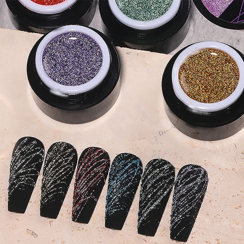 Glitter Gel Liner Manufacturer - Private Label Reflective Flash Disco Spider UV Gel 6 Color