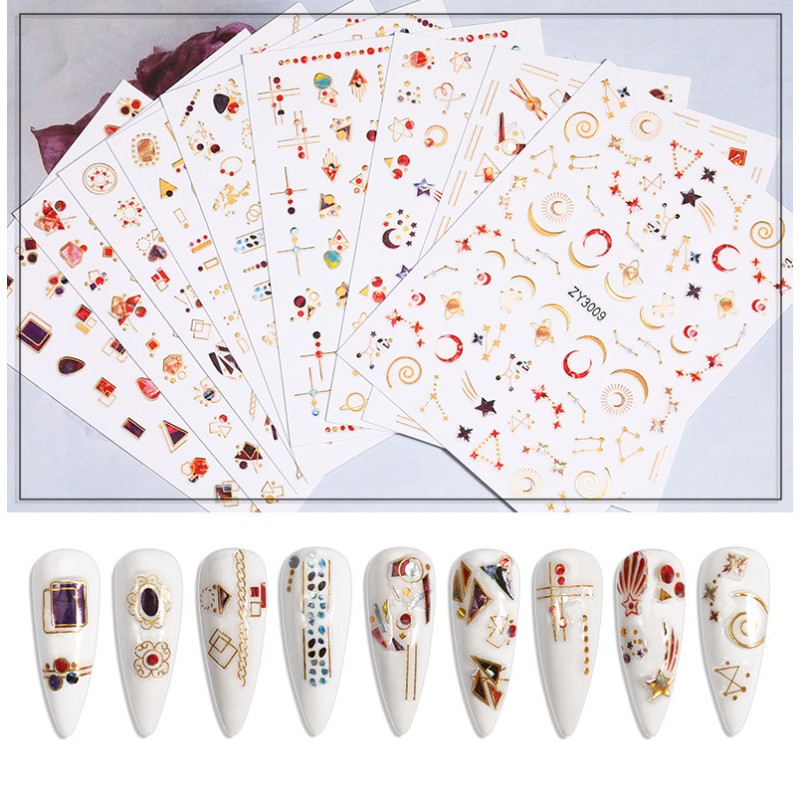 3D Space Nail Sticker Manufacturer - Art Design Laser Long Lasting Star Moon Pattern Polish