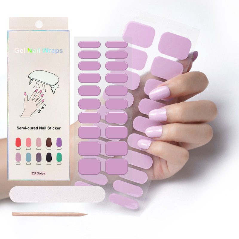 Nail Wraps Manufacturer - Custom Non-Toxic Glitter Semi Cured Gel Sticker Need Dry Lamp