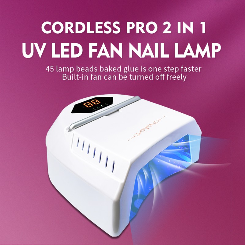 UV LED Nail Lamp Factory - 72W Custom Color Pink Black Cordless 2-in-1 Nail Dryer with Fan