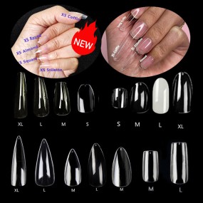 Nail Tips Manufacturer - New Medium XL Coffin Almond Custom Logo Gel-X Tips with Box