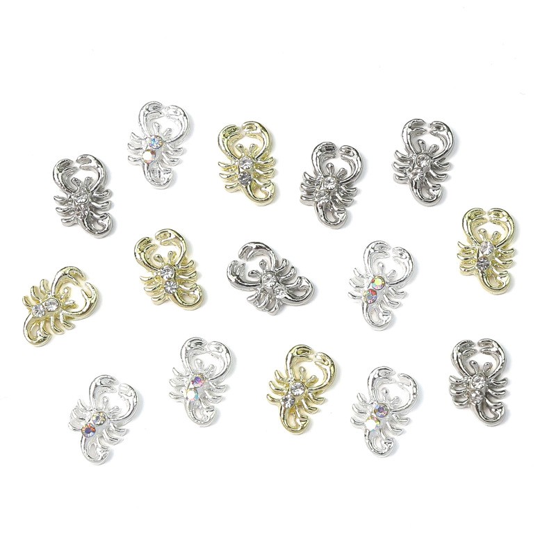 Scorpion Nail Charms Manufacturer - Luxury 3D Gold Silver Scorpion Crystal Rhinestones Alloy