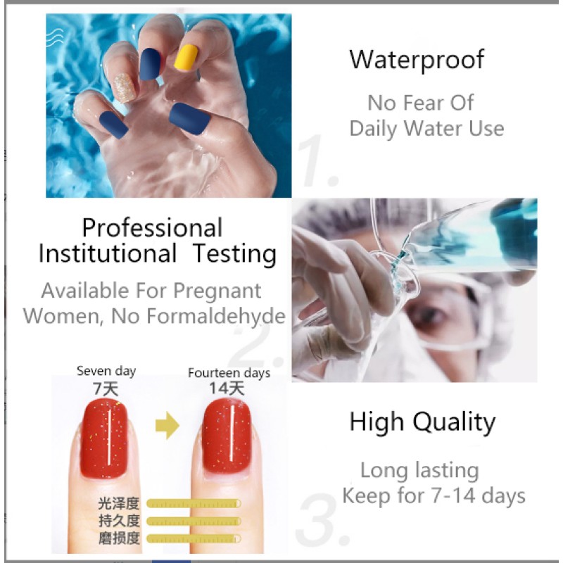 Nail Wraps Manufacturer - Custom Non-Toxic Glitter Semi Cured Gel Sticker Need Dry Lamp