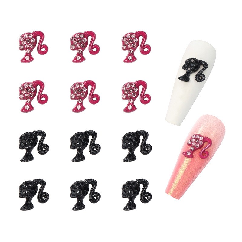 3D Metal Nail Charms Supplier - Luxury Logo Designer with Beauty Girl Head Resin Supplies