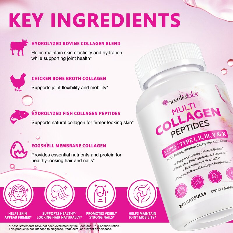 Collagen Peptides Capsules Manufacturer - Grass-Fed Multi Collagen Supplement for Women