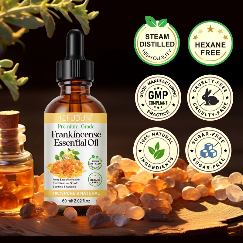 Frankincense Essential Oil Manufacturer - 60ml Pure Natural Organic for Aromatherapy & Skin Care