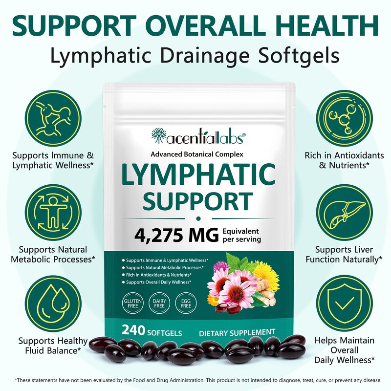 Lymphatic Drainage Capsules Manufacturer - Gluten-Free Antioxidant Softgel Supplement for Immune Support