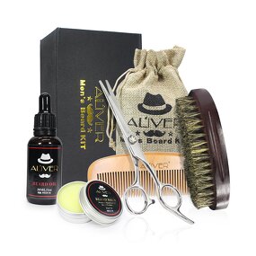 Beard Care Kit Manufacturer - 6-in-1 Men's Grooming Set with Shaping Tool, Soap & Travel Bag