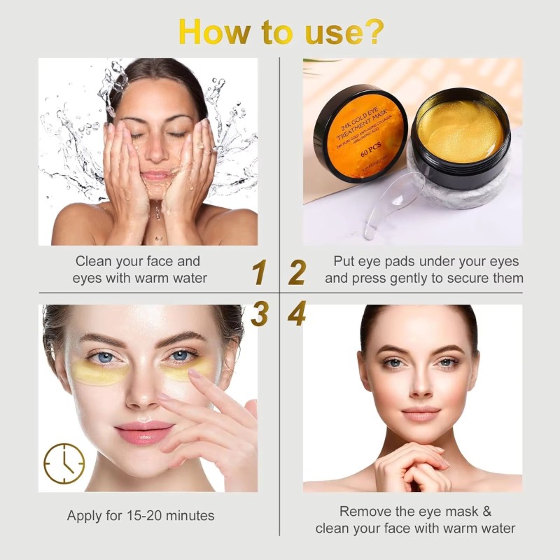 Gold Eye Patches Factory - 60 Pcs 24k Organic Anti-Aging