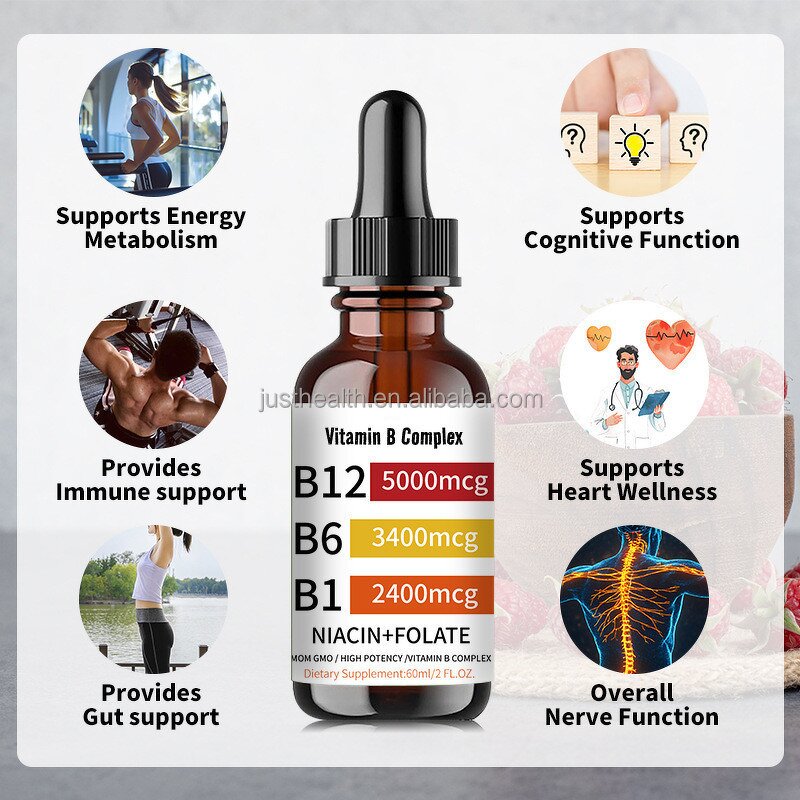 B Complex Liquid Drops Manufacturer - Sublingual Vitamins B12 B6 B1 for Immune & Energy Metabolism