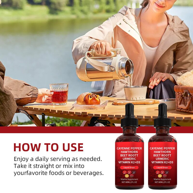 Cayenne Pepper Drops Manufacturer - All-in-One Formula with Beetroot & Vitamin D3+K2 for Overall Health