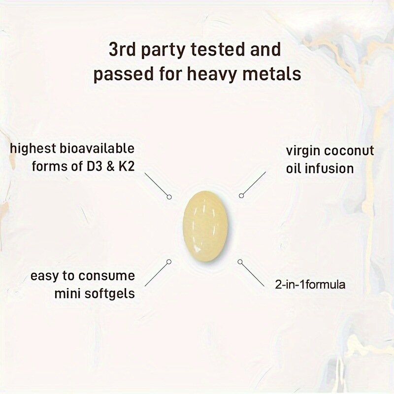 Vitamin D3 K2 Supplement Softgels with Virgin Coconut Oil for Bone & Heart Health - Manufacturer