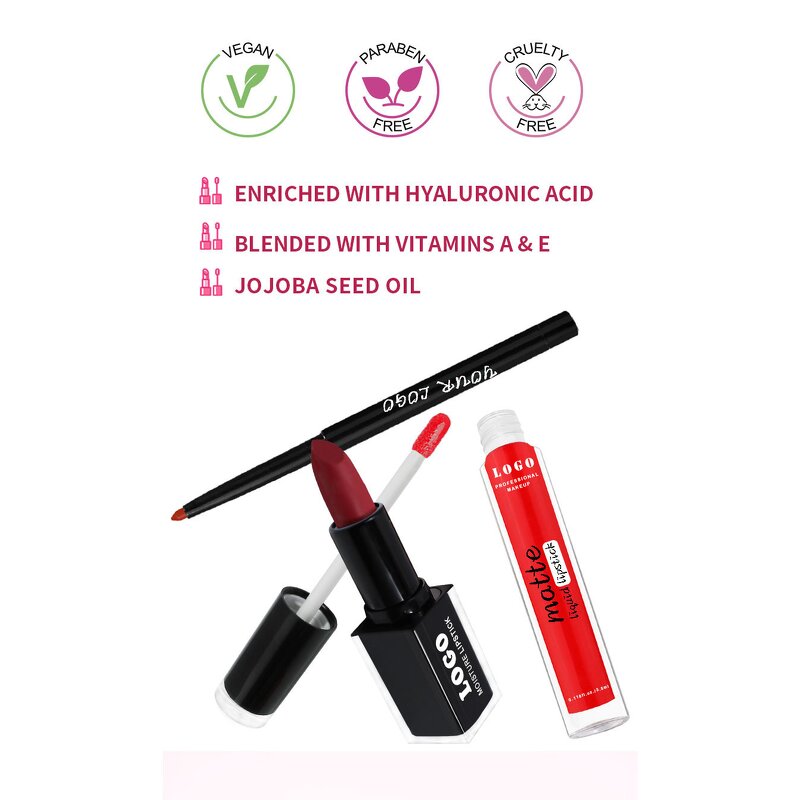 Matte Lipstick Manufacturer - 3-in-1 Long-Lasting Lip Liner DIY Kit Waterproof Lip Makeup Set