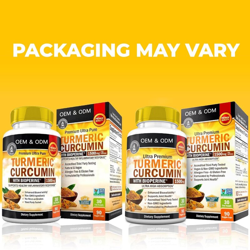 Turmeric Extract Capsules Manufacturer - 1500mg Curcuminoids, Organic Non-GMO Vegan Powder