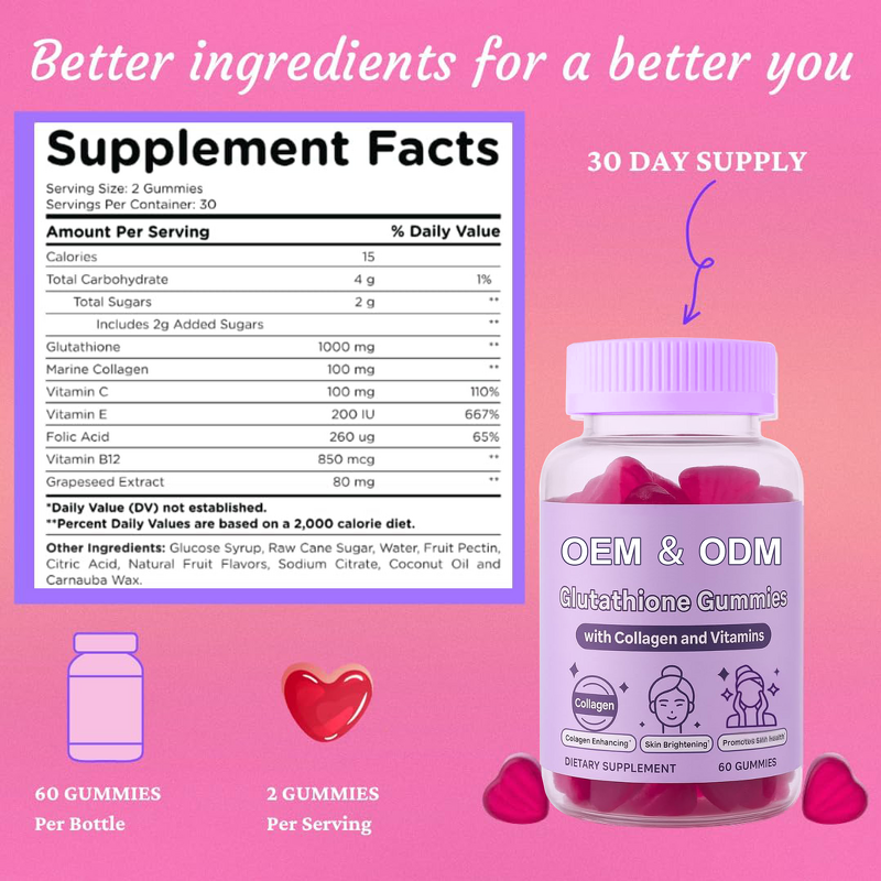Glutathione Gummies Manufacturer - OEM ODM Skin Brightening Collagen Vitamins C E Supplements