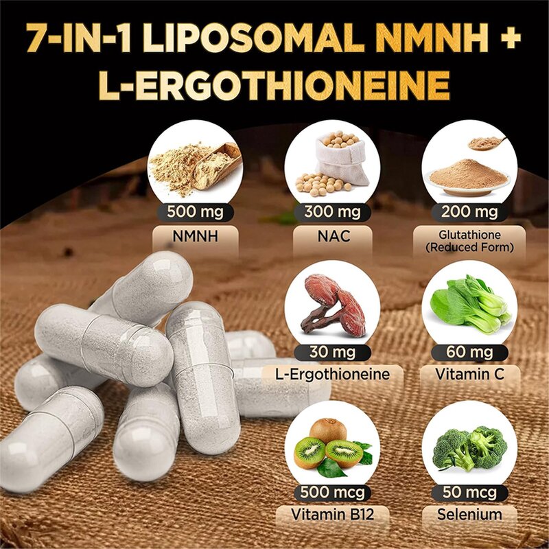 Liposomal Capsules Manufacturer - Private Label NMNH, L-Ergothioneine, Vitamin C & Glutathione Antioxidant Formula