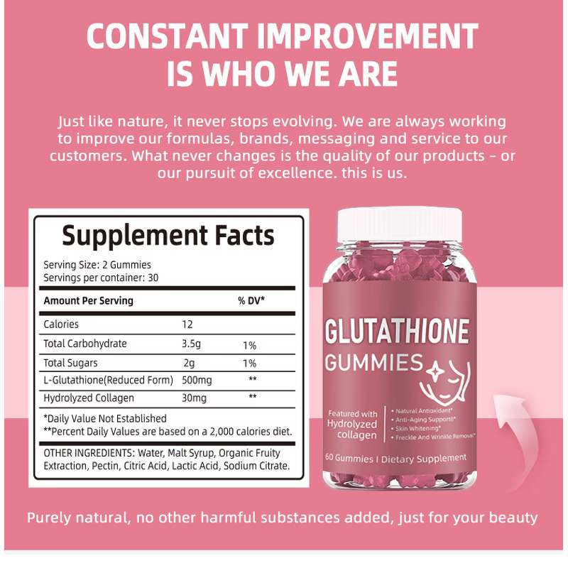 Glutathione Gummies Manufacturer - Private Label, Strawberry Flavor Supplement