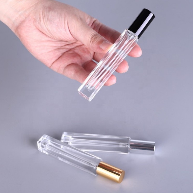 Perfume Spray Bottle Factory - 10ml Thick Glass Perfume Bottle with Black Silver Gold Pump