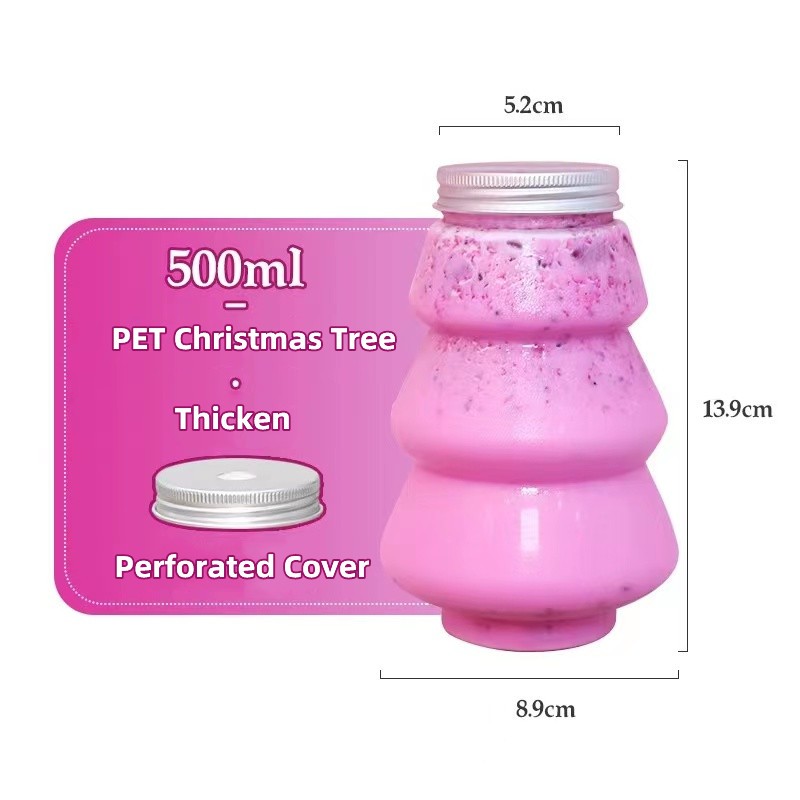 Christmas Tree Bottle Factory - 500ml 16oz PET Plastic Snack Food Storage Container Juice Jar