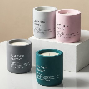 Cement Candle Jar Factory - 10oz 250g-300g Fancy Cement Concrete Candle Holder Pink White