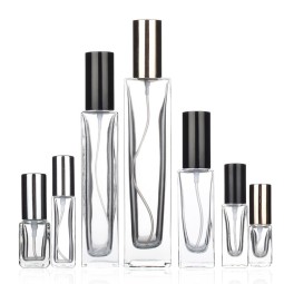 Glass Perfume Bottle Manufacturer - 5ml-100ml Square Type Clear Glass Atomizer Fine Mist Spray