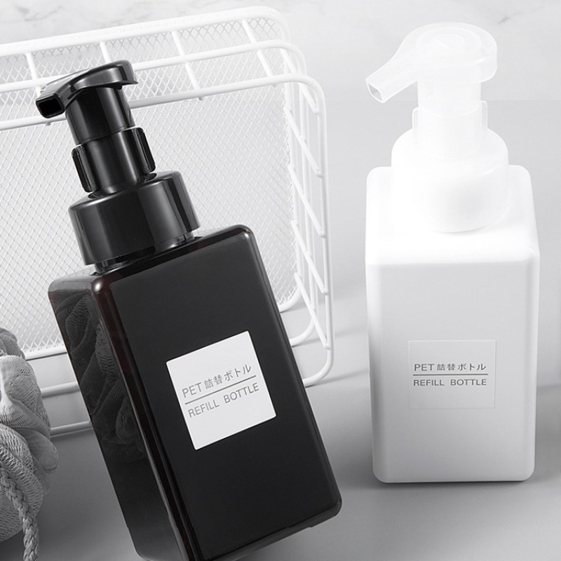 Foam Pump Bottle Supplier - 450ml 15oz Clear White Black Square Foaming Hand Wash Dispenser