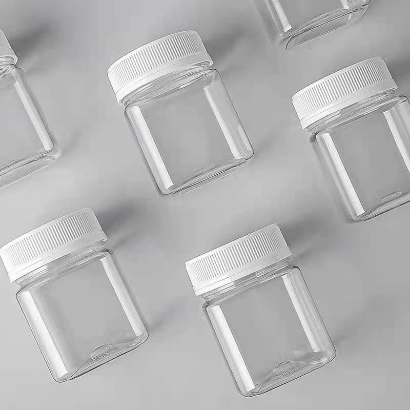 Honey Jar Factory - 100g-900g Empty Transparent Pet Plastic Jar Wholesale with White Cap