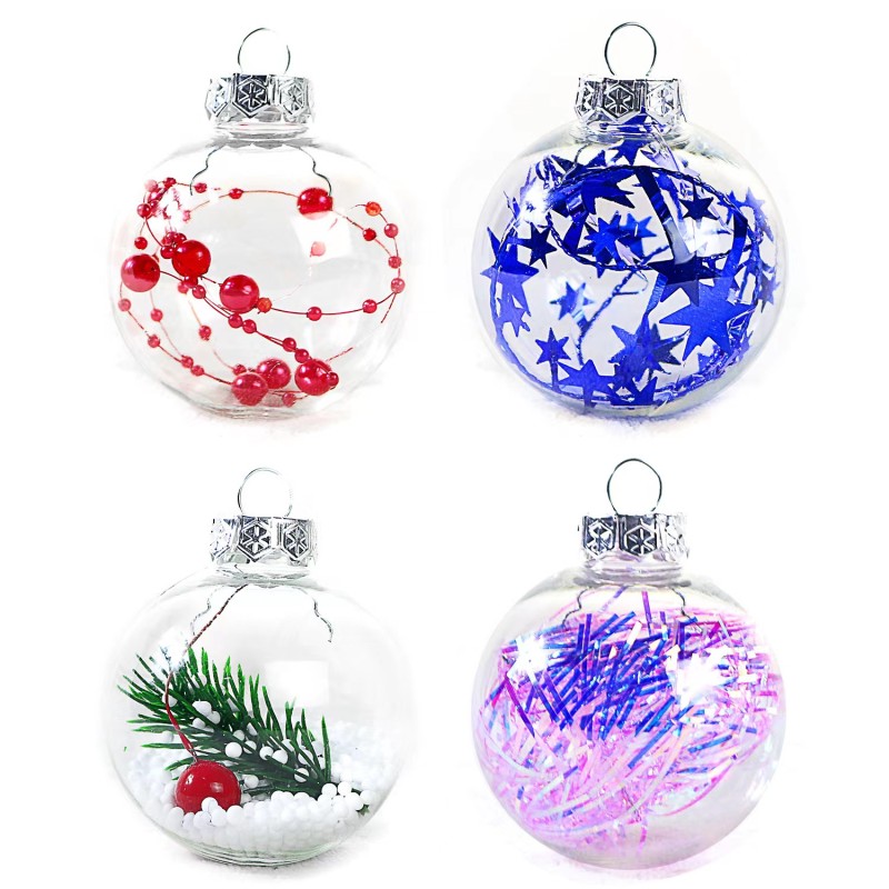 Plastic Christmas Ball Manufacturer - 60mm-80mm Indoor Outdoor Transparent Round Xmas Ornaments