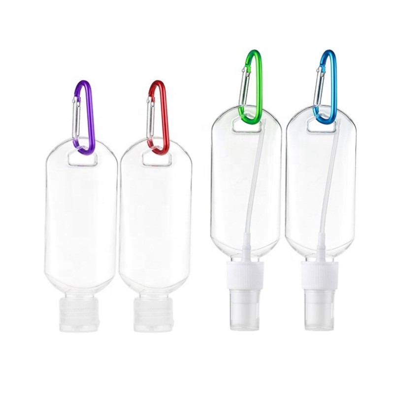 Keychain Spray Bottle Supplier - 50ml 2oz Plastic Hand Sanitizer Gel Dispenser with Metal Keychain