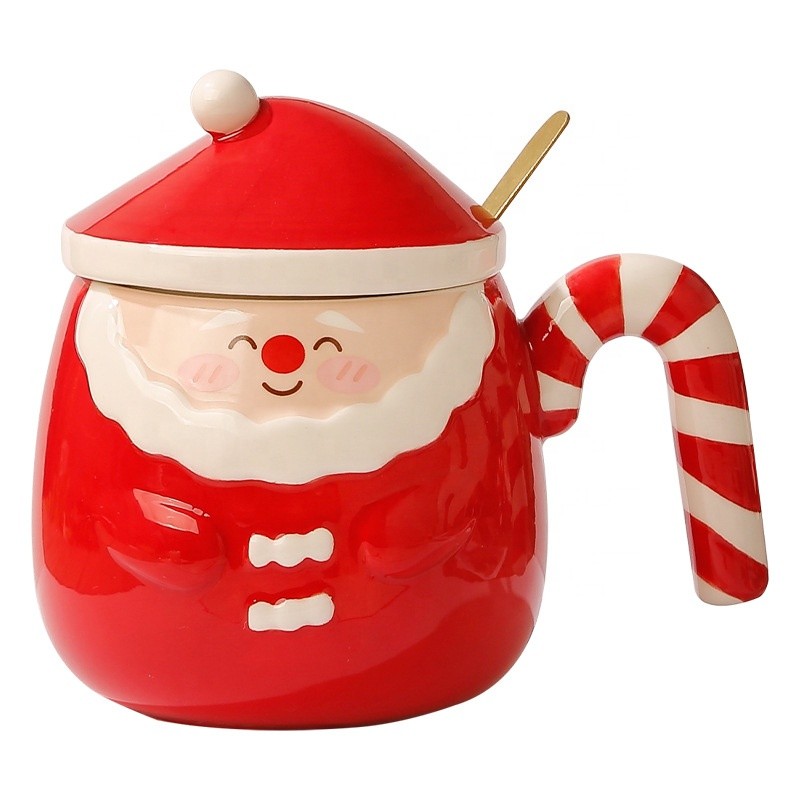 Ceramic Christmas Mug Supplier - Christmas Ceramic Mug With Lid Spoon Business Gifts Cup