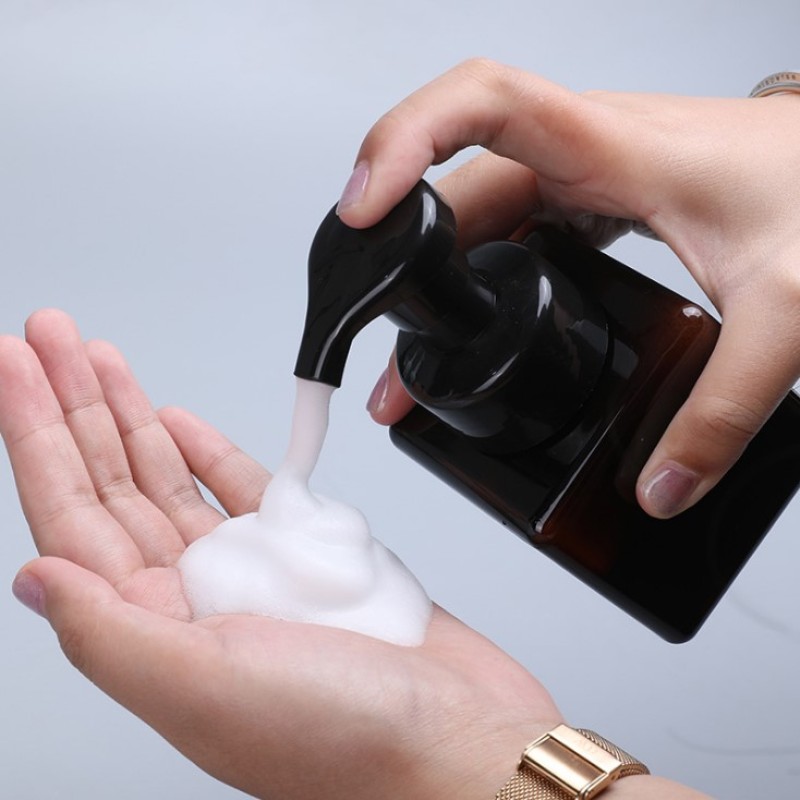 Foam Pump Bottle Factory - 250ml Square Cosmetic Packaging Foaming Soap Dispenser