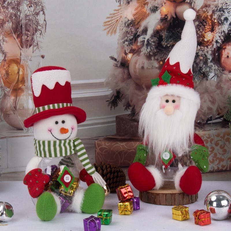 Christmas Candy Jar Factory - Plush Santa Claus Snowman Reindeer Christmas Candy Jar Decor