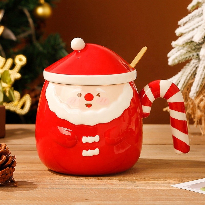 Ceramic Christmas Mug Supplier - Christmas Ceramic Mug With Lid Spoon Business Gifts Cup