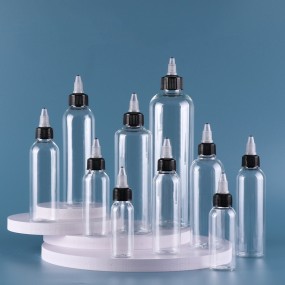 Squeeze Bottle Supplier - 30ml-500ml Transparent Plastic Sauce Packaging with Black Twist Cap