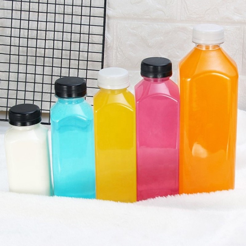 Milk Tea Bottle Manufacturer - 300ml-500ml PET Plastic Cold Brew Coffee Square Juice Smoothies