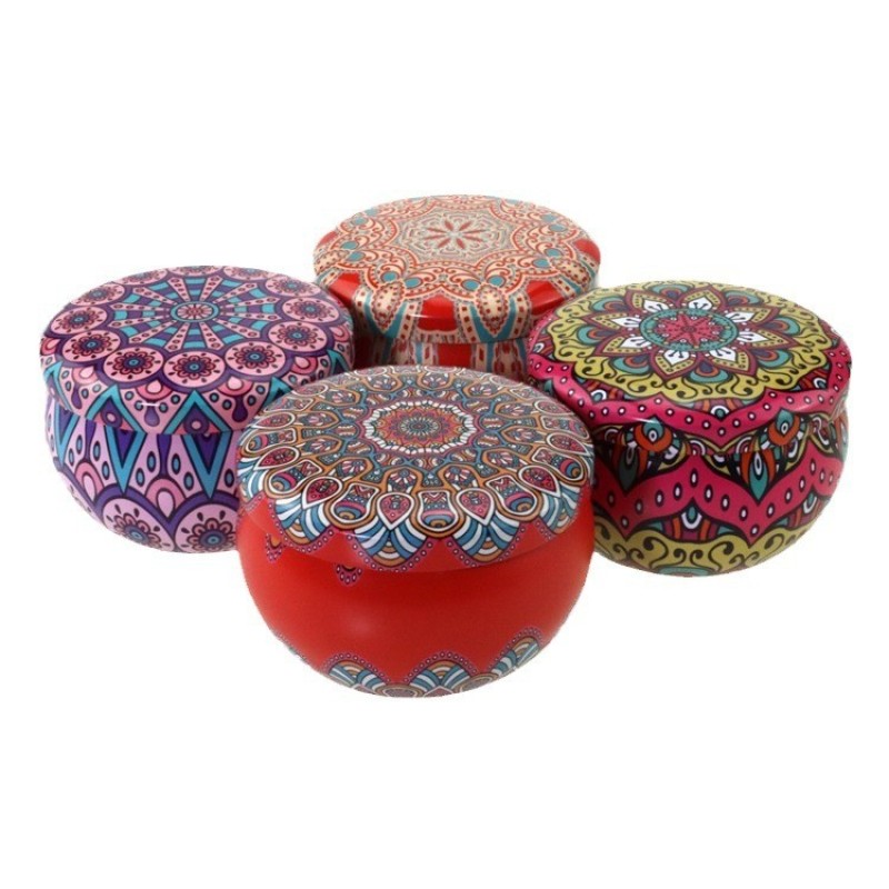 Boho Christmas Ornaments Supplier - Wholesale Boho Retro 2.2 oz Small Candy Jars Metal Tin Cans