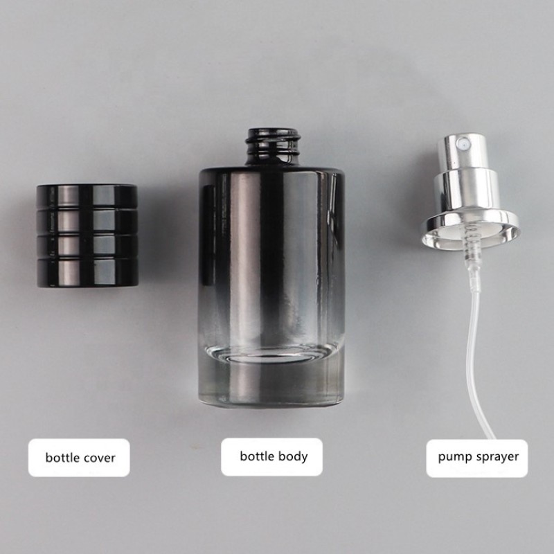 Gradient Perfume Bottle Manufacturer - 30ml 1oz Refillable Luxury Gradient Round Cylinder Glass
