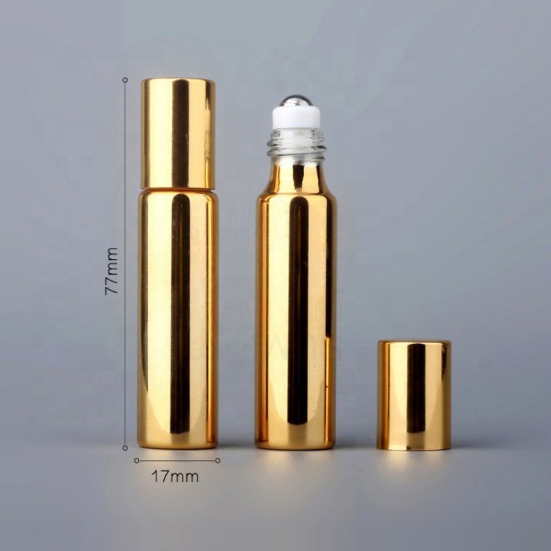 Luxury Roll on Bottle Factory - 10ml Gold Silver Black UV Printing Glass Essential Oil Bottle