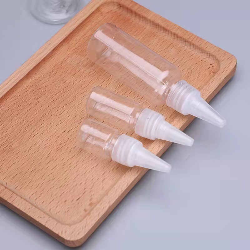 Pocket Squeeze Bottle Factory - PET Pointed Hair Oil Nozzle Transparent White Honey Bottle