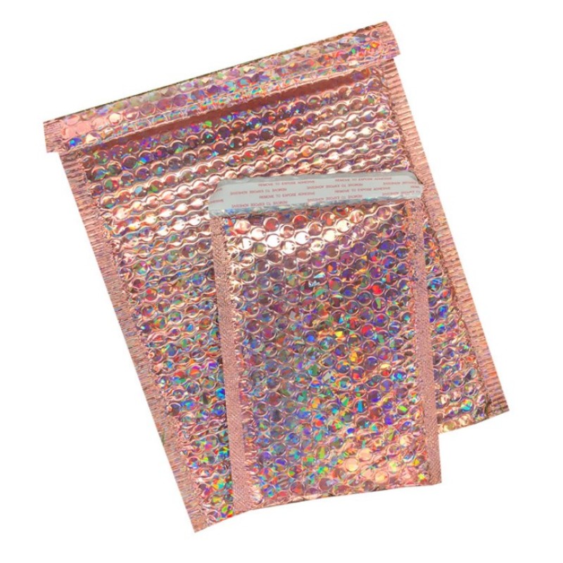 Laser Bubble Mailer Supplier - 1520+4cm Metallic Film Bubble Mails Laser Pink Poly Mailer