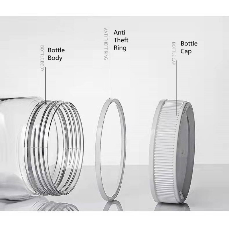 Peanut Butter Jar Supplier - Food Grade PET Plastic Transparent Container with Anti-theft Lid