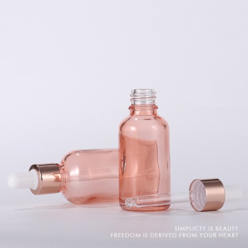 Pink Glass Dropper Bottle Factory - 5ml-100ml Luxury Cosmetic Packaging Serum with Rose Gold