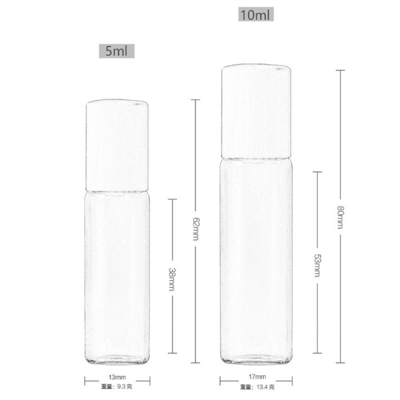 Roll on Bottle Factory - 5ml 10ml Clear Color Glass Essential Oil Plastic Roller Ball Bottle