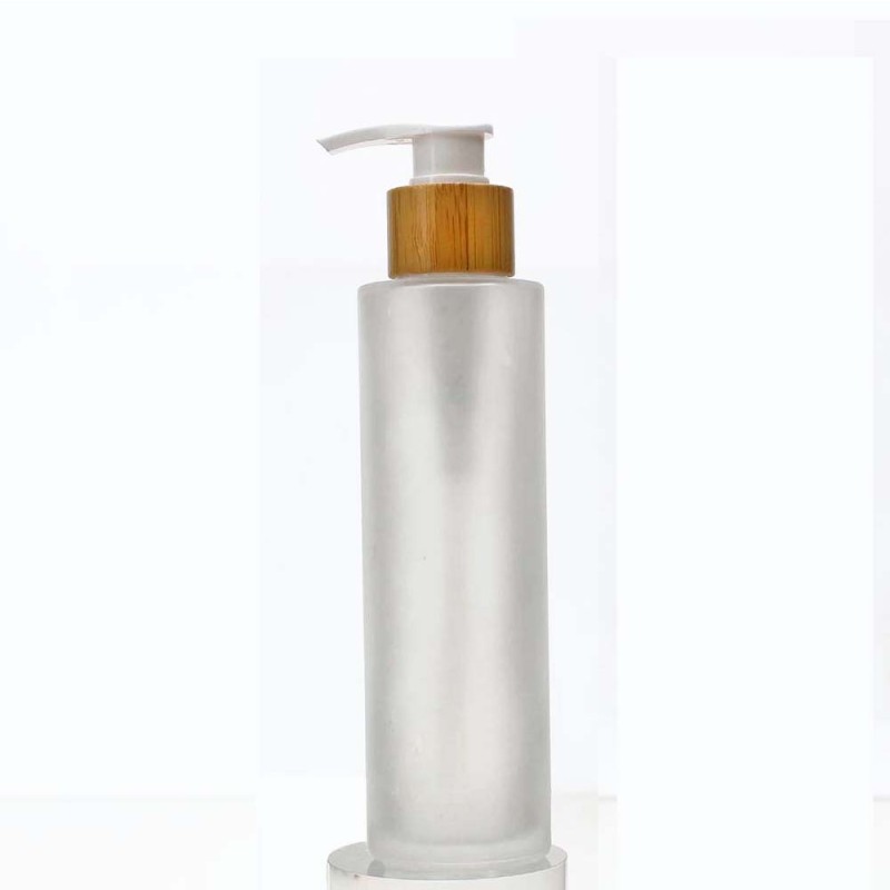 Glass Spray Bottle Manufacturer - 20ml-150ml Frosted Clear Glass Serum Body Lotion with Bamboo