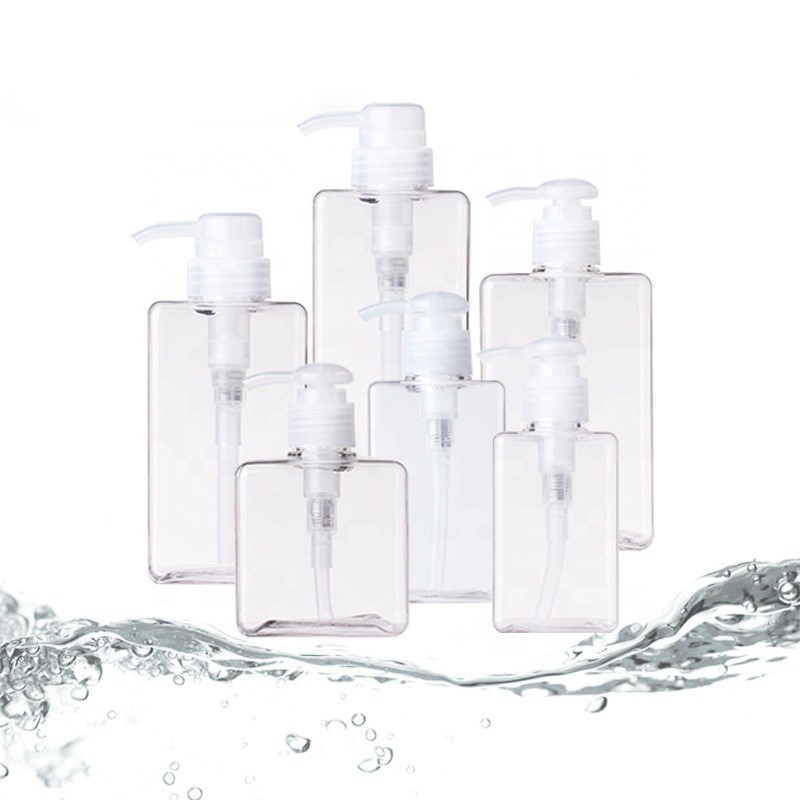 Hotel Shampoo Bottle Manufacturer - Luxury Blue Pink Clear PETG Plastic Square Body Lotion